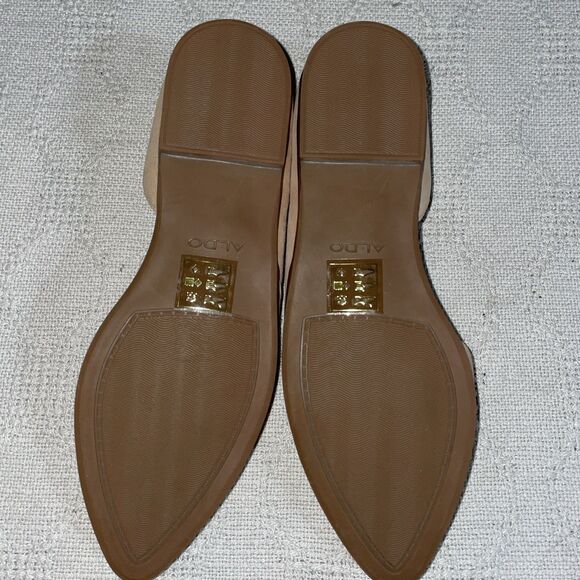 Aldo Women’s Dressy Flats Size 8 M Beige Leather Going Out Party Fun NWOB - Picture 6 of 12